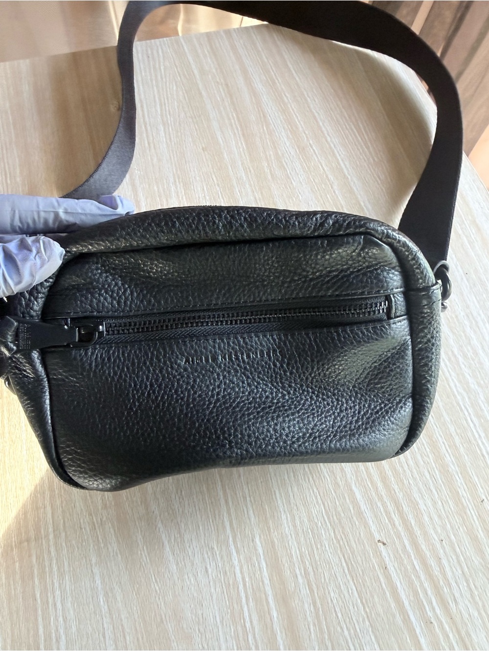 Aimee Kestenberg Black Pebbled Leather Crossbody Bag